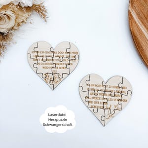 Laserdatei Puzzle Herz Schwangerschaftsverkündung, Puzzle mit Blumen, Schwangerschaft, SVG, pdf, png, dxf inkl. Gewerbelizenz