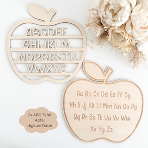 Archivo láser 2 tableros ABC diferentes, idea de regalo para la inscripción escolar, protegido ABC, SVG, pdf, png, dxf incl.