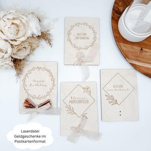 Laserdatei Geldgeschenk im Postkartenformat, Geburtstag, Hochzeit, Geschenkideen Hochzeit und Geburtstag , SVG, png, pdf, dxf Datei