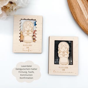 Laser file money and voucher holder baptism praying girl, confirmation, confirmation, communion, SVG, pdf, png, dxf including commercial license