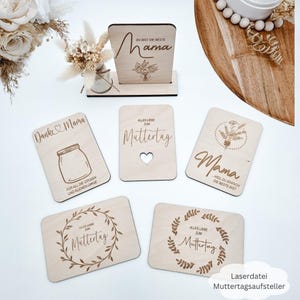 Laserdatei Muttertag, Geschenkkarten Muttertag inklusive Aufsteller, SVG Datei inkl. Gewerbelizenz