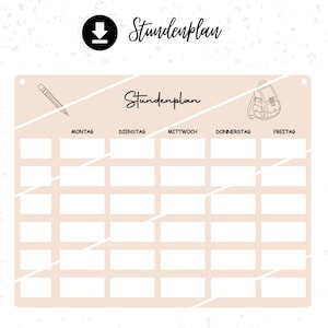 Puede incluir: Una plantilla de horario semanal imprimible con un lápiz y un icono de mochila. La plantilla está dividida en cinco columnas para cada día de la semana: lunes, martes, miércoles, jueves y viernes. Cada columna tiene siete filas para cada hora del día.