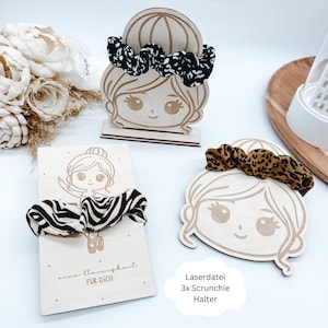 Laserbestand scrunchie houder, ballerina, 3 mm en 4 mm, haarelastiek houder, cadeau-idee voor meisjes, SVG, pdf, png, dxf inclusief commerciële licentie