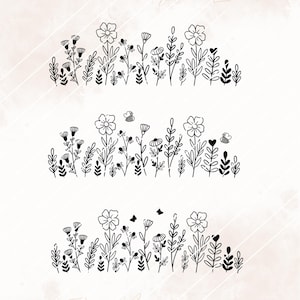 Plotterdatei Blumenwiese, Schmetterlinge, Bienen, SVG, pdf, png, dxf inkl. Gewerbelizenz