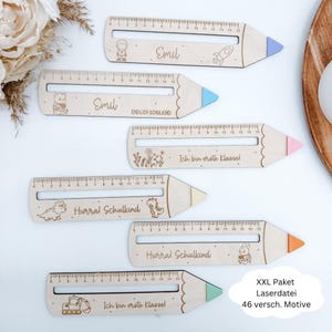 XXL package laser file reading aid rulers pen, 46 designs, school enrollment, gift idea for schoolchildren, ruler, reading aid, svg, png, dxf, pdf