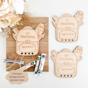 Fichier découpé au laser SVG avec licence commerciale 3 designs cartable comme cadeau d'argent pour la rentrée scolaire, idée cadeau pour la rentrée scolaire