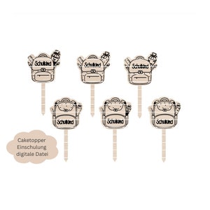SVG Lasercut-Datei inkl. Gewerbelizenz 6 Caketopper zur Einschulung