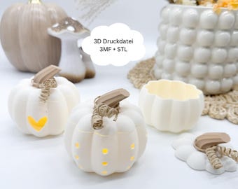 3D print file, StL, 3MF, autumn, autumn decoration, pumpkin with lid, autumn welcome, welcome autumn, autumn display