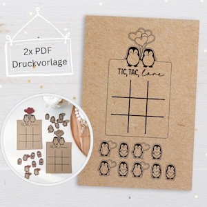 Gabarit d'impression Tic Tac Toe, personne de coeur, meilleure amie, Saint Valentin, Fête des mères, cadeau Saint Valentin PDF à télécharger