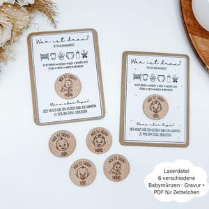 Laserdatei 6x Babymuenzen, Geburtsgeschenk, Entscheidungsmuenze, Mama/Papa du bist, Geschenke Baby, SVG, pdf, png, dxf, Gewerbelizenz