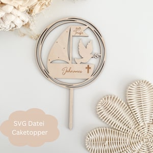 Fichier SVG avec licence commerciale - Cake Topper Loop Colombe pour baptême / communion / confirmation, Cake Topper