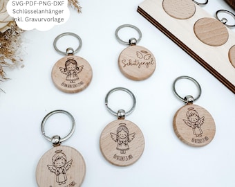 Laser file keychain guardian angel, lucky charm, angel, keychain car, gift idea, gifts, svg, png, dxf, pdf