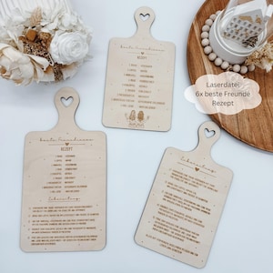 Arquivo laser 6 receitas para melhores amigos, ideia de presente para melhores amigos, receita para melhores amigos, svg, dxf, png, pdf incluindo licença comercial