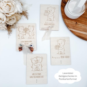 Laserdatei Geldgeschenk im Postkartenformat, Geburtstag, Kindergeburtstag, Geschenkideen Geburtstag, SVG, png, pdf, dxf Datei inkl. Lizenz
