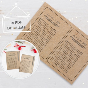 Druckvorlage Buchstabensalat, Wunderkerzen, Mitbringsel Silvester, PDF Download
