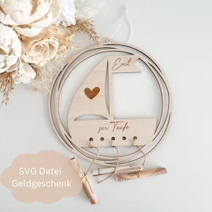 SVG lasercut file including commercial license cash gift loop boat neutral for baptism, communion, confirmation