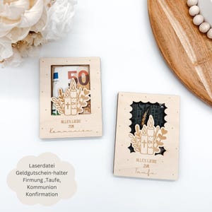 Laser file money and voucher holder baptism candles, confirmation, confirmation, communion, SVG, pdf, png, dxf including commercial license