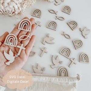 Arquivo SVG incl. licença comercial - decoração dispersa de arquivo a laser para batismo, 5 motivos