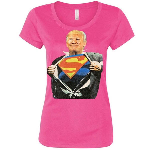 Super Trump Womens T Shirt America Super man President MAGA 2024 USA