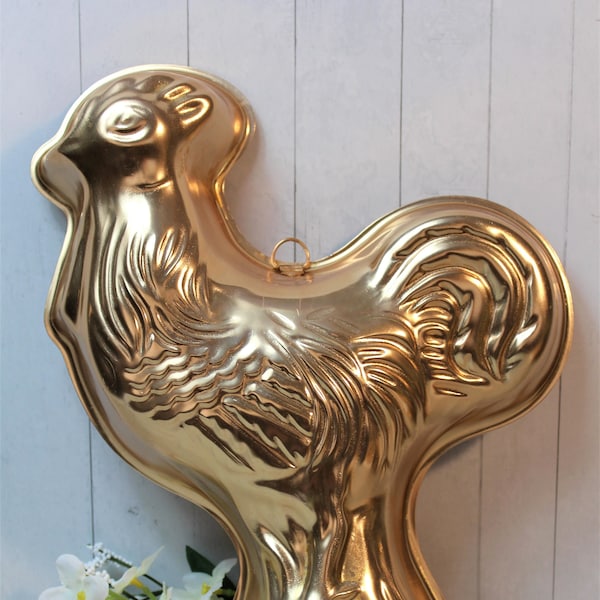 Vintage Copper Rooster Jello Mold Wall Decor Country Cottage Farmhouse