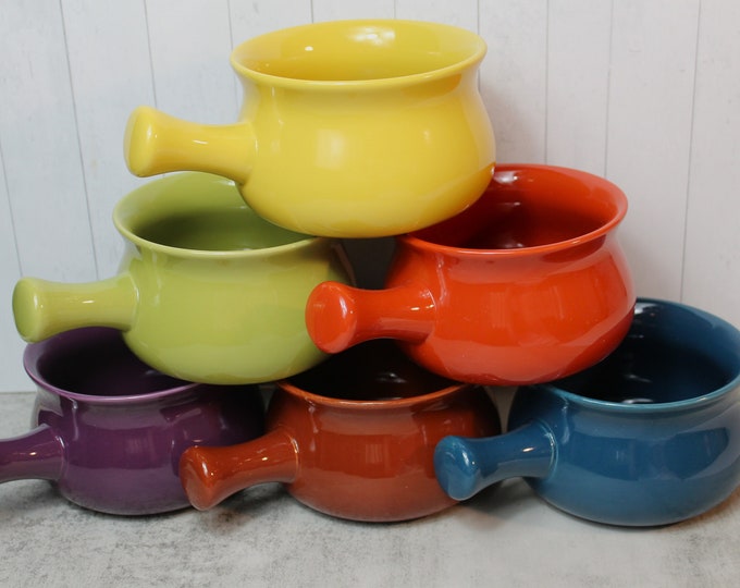 RARE Set of Six Buchase Chili French Onion Soup Bowls With Handles Etsy