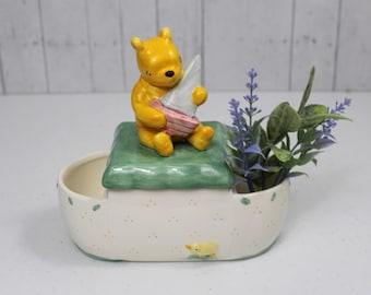 Winnie the Pooh Ceramic Collection Box Classic Pooh Charpente Walt Disney Trinket Box with Lid Pooh with Sailboat Nursery Decor Baby Shower