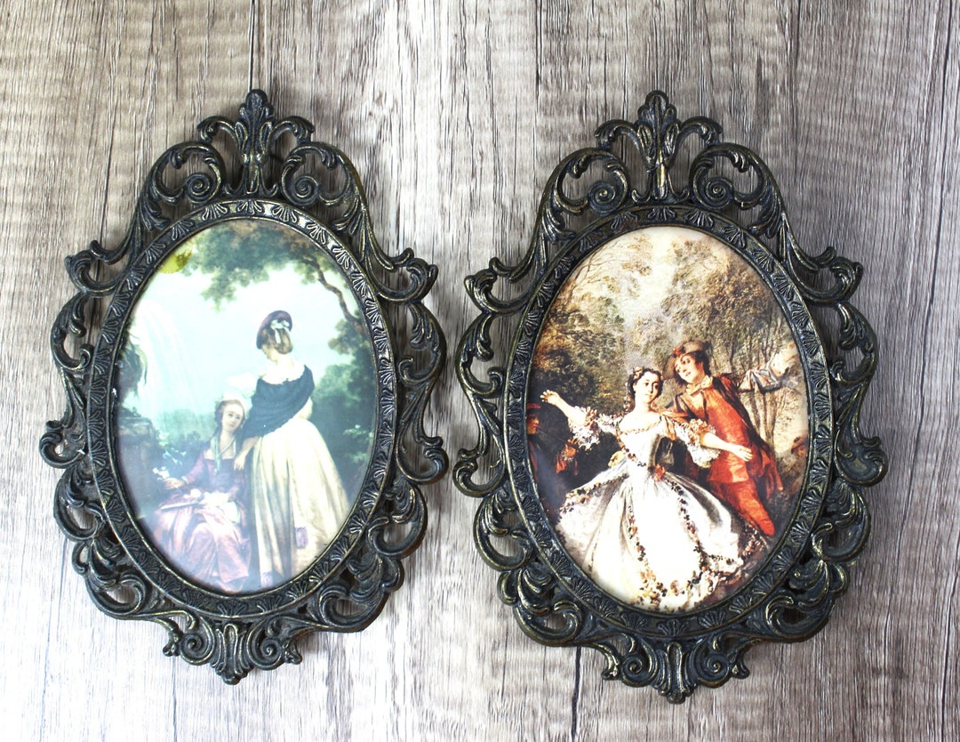 Vintage Action Industries Metal Picture Frame Set of Two Ornate Oval ...