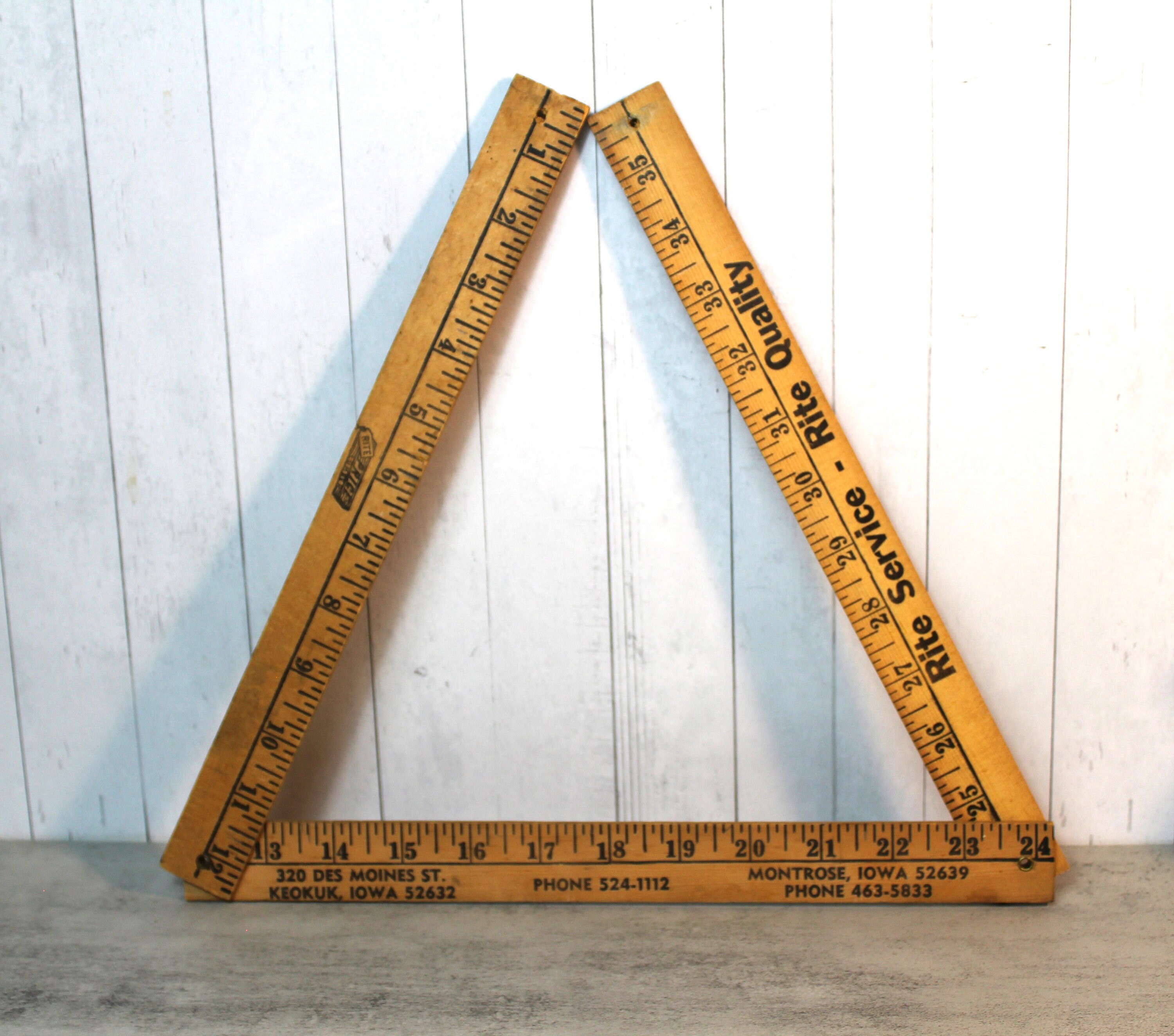 Vintage Rite Price Lumber Service Quality Folding Yardstick Ruler Keokuk Montrose Iowa