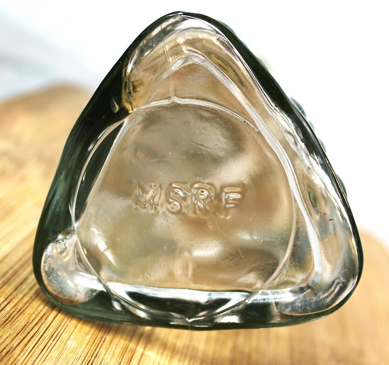 Vintage Glass Canister Bottle Triangular Base Red Yellow Bail & Trigger ...