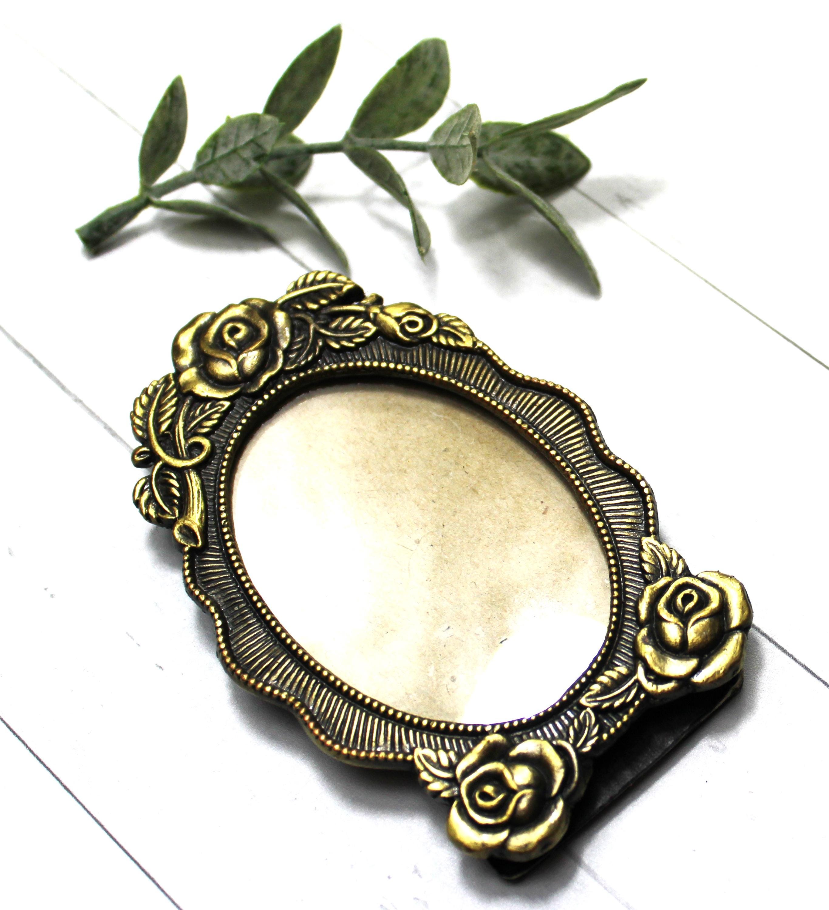 Vintage Oval Gold Ornate Picture Frame - Brass Gold Roses Leaves ...