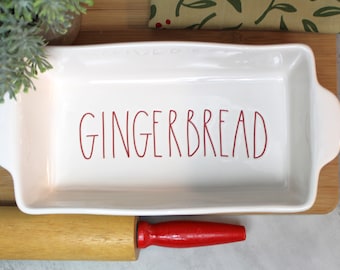 Rae Dunn GINGERBREAD Ceramic Loaf Bread Pan Baking Dish 9 x 5