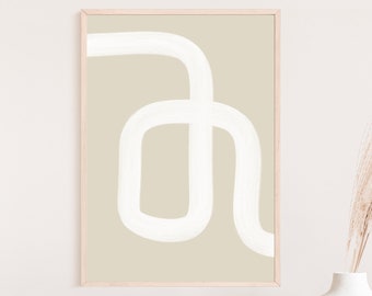 Minimalist wall art beige/white, digital download, line art, greige, boho