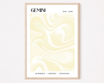 Gemini wall art, aura poster, gemini gifts, gemini gift ideas, gemini zodiac sign gifts, gemini art prints, baby gift, instant download