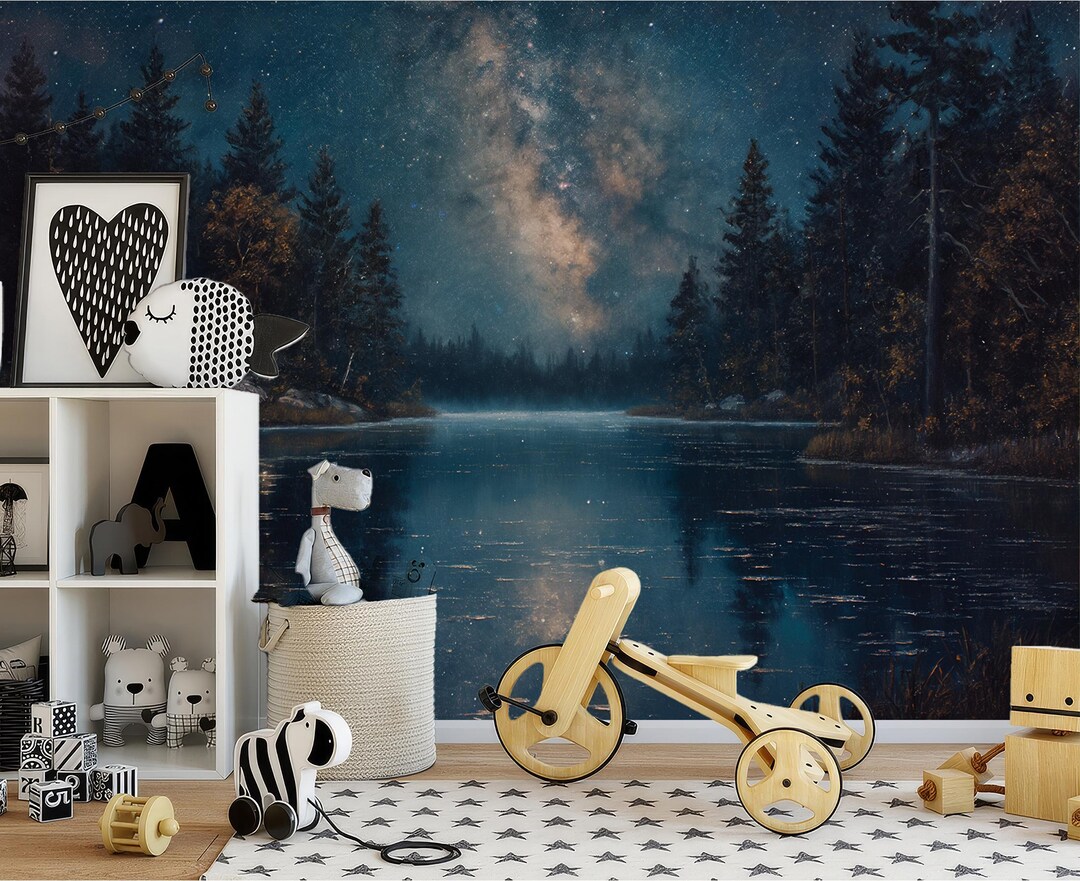 Milky Way Reflections Wallpaper - Peel and Stick Night Sky Mural | Non ...