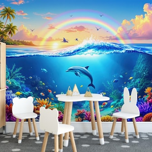 Wallpaper Meer Tapete | Tropisches Korallenriff Schälen und Aufkleben Wandbild | Meer Leben Wand-Dekor
