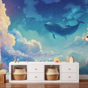 Whale and Lighthouse Wallpaper | Peel and Stick for Kids Room | Ocean Lovers