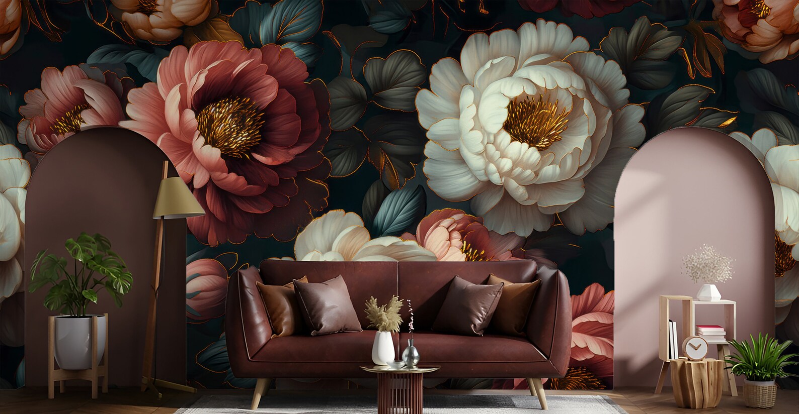 Elegant Vintage Floral Black Wallpaper Mural for Walls, Peel and Stick ...