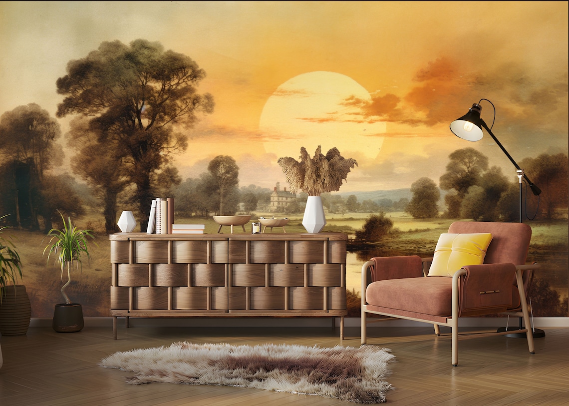 Scenic Wallpaper Mural, Landscape Wallpaper Peel and Stick, Scenic Wall