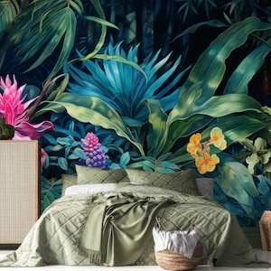 Tropical Landscape Wallpaper Jungle Plants River Peel and Stick Self Adhesive Removable Wallpaper