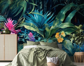 Tropical Landscape Wallpaper Jungle Plants River Peel and Stick Self Adhesive Removable Wallpaper