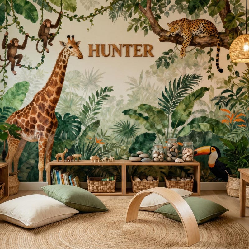 Wallpaper Mural Jungle Etsy UK Wallpaper Mural Jungle Etsy UK
