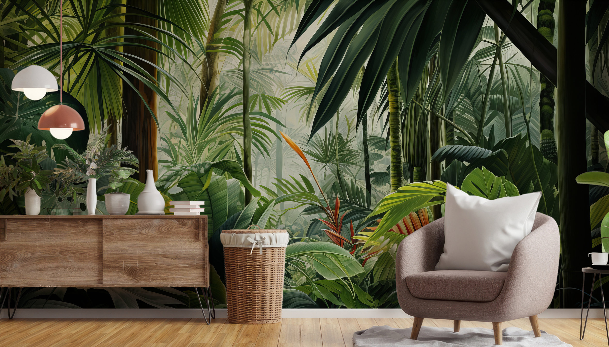 Rainforest Wallpaper Tropical Wall Mural Removable Tropical Forest Palm ...