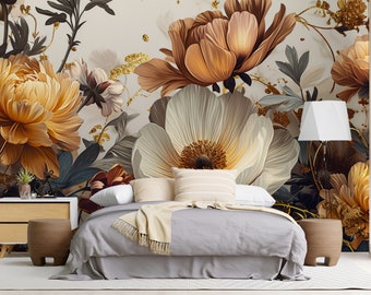 Pink Peony Floral Wallpaper Mural - Peel and Stick - Etsy