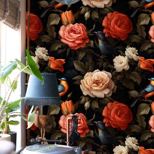 Watercolor Peonies Peel and Stick Wallpaper - Self-Adhesive Floral Design