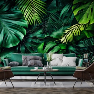 Tropische Tapete | Elegantes Monstera Blatt | Exotische Blätter Wandbild | Schälen und aufkleben