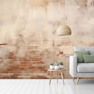 Rustic Aged Plaster Look Wallpaper - Easy Install Peel & Stick
