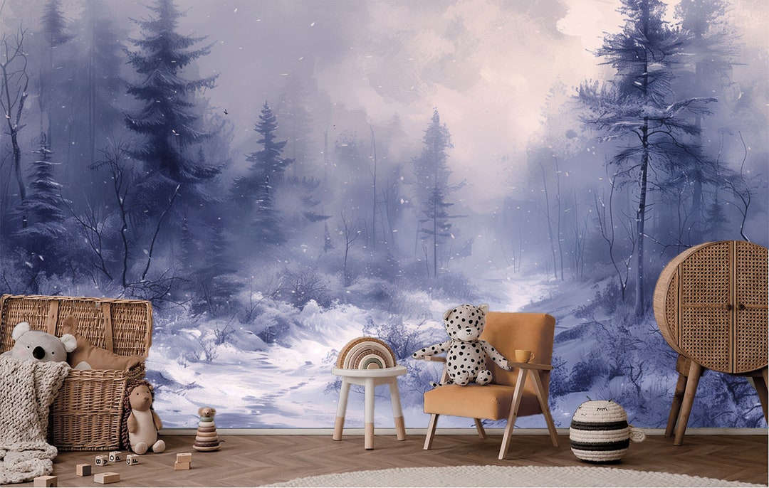 Winter Wonderland Peel and Stick Wallpaper - Mystical Snowy Forest ...
