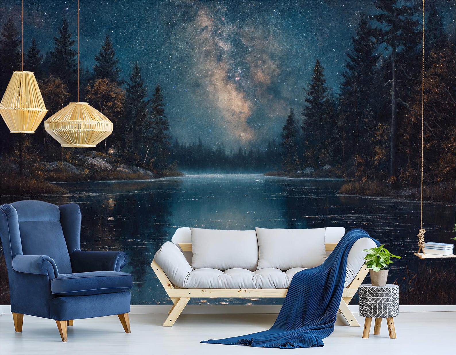 Milky Way Reflections Wallpaper - Peel and Stick Night Sky Mural | Non ...