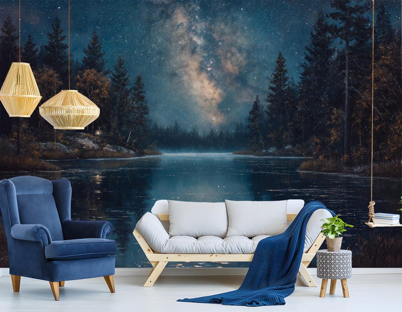 Milky Way Reflections Wallpaper - Peel and Stick Night Sky Mural | Non ...