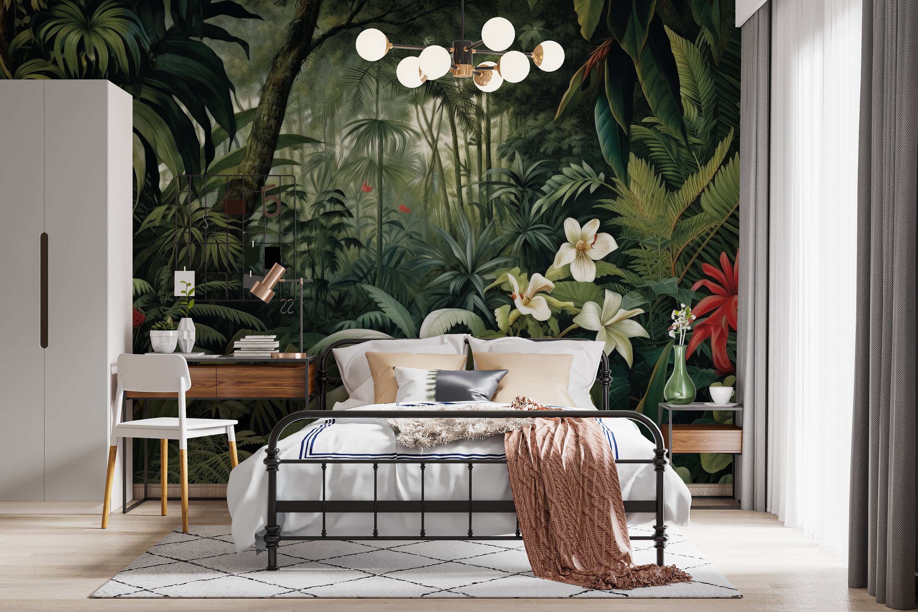 Serene Exotic Tropical Paradise Wallpaper | Nature-inspired Peel and ...